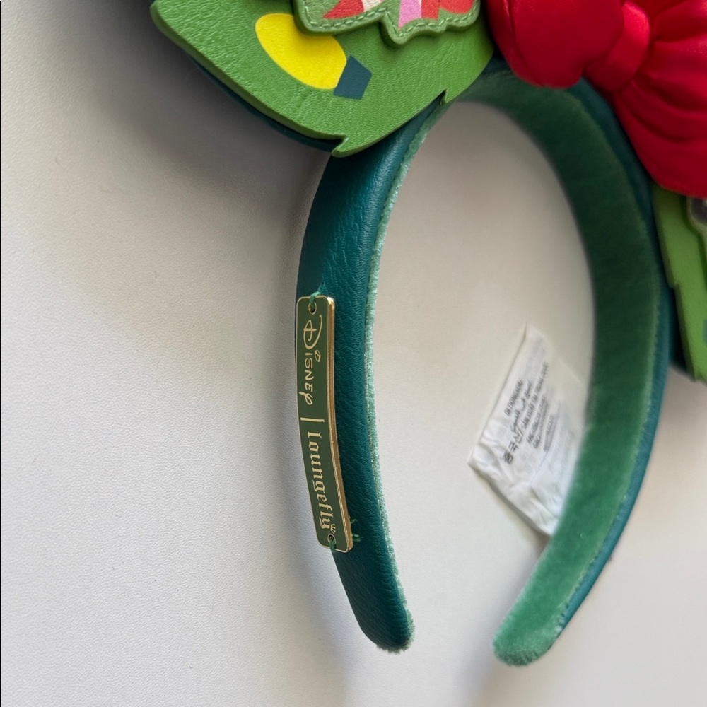 Disney Loungefly Minnie Mouse Holiday Wreath Ears Headband - Green, Red - Picture 2 of 6